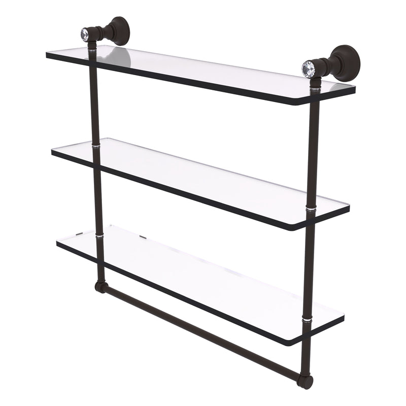 Carolina Crystal Collection Triple Glass Shelf with Towel Bar