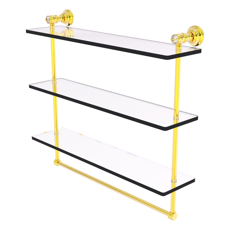 Carolina Crystal Collection Triple Glass Shelf with Towel Bar