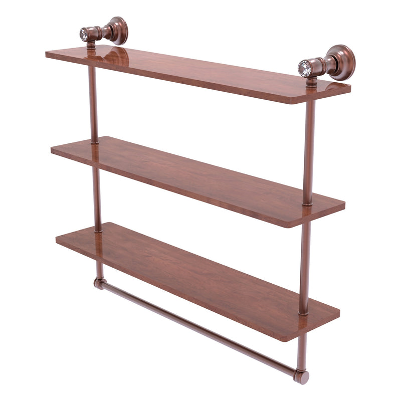 Carolina Crystal Collection Triple Wood Shelf with Towel Bar