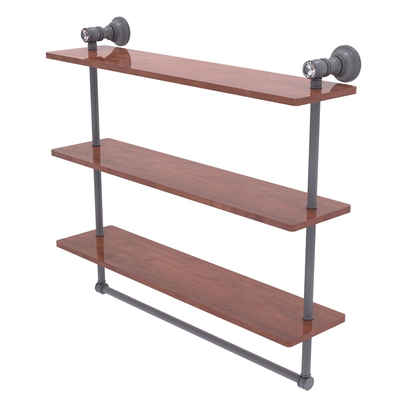 Carolina Crystal Collection Triple Wood Shelf with Towel Bar