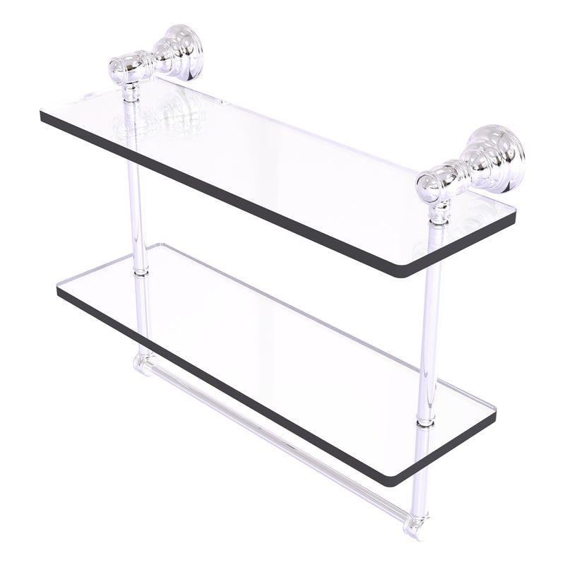 Carolina Collection Double Glass Shelf with Towel Bar