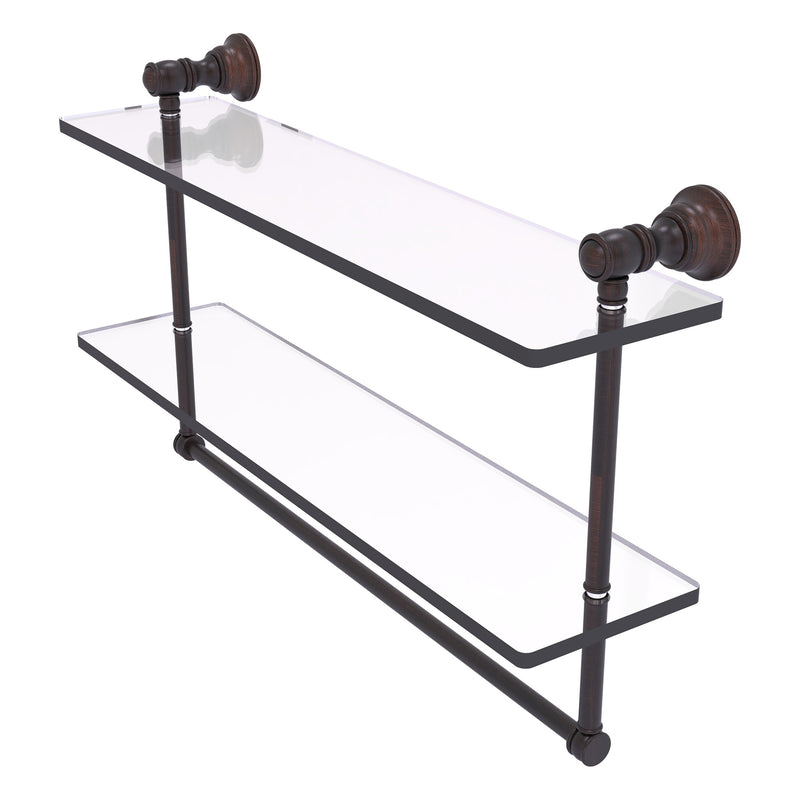 Carolina Collection Double Glass Shelf with Towel Bar