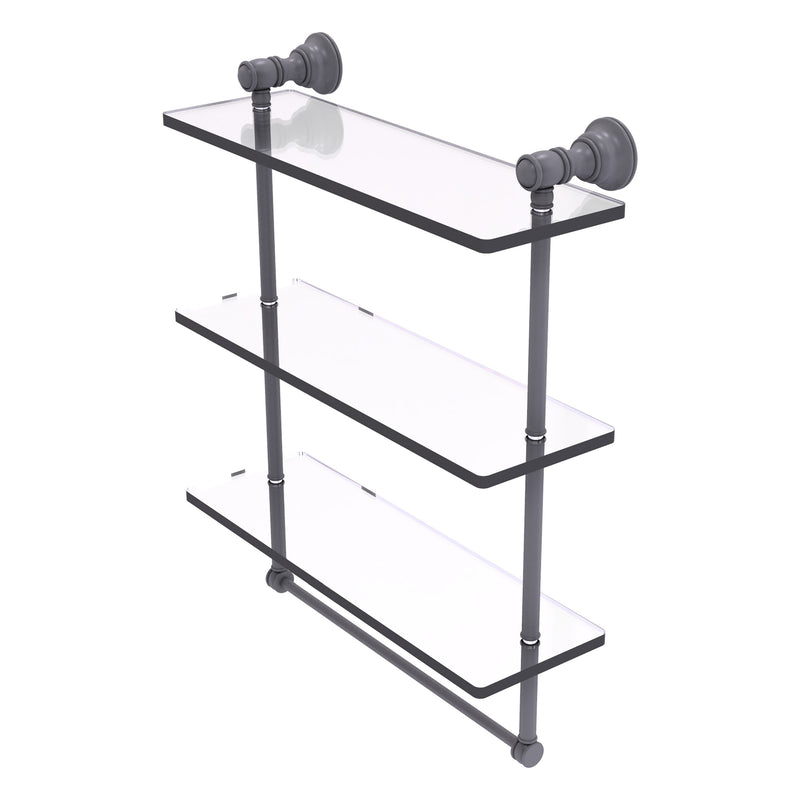 Carolina Collection Triple Glass Shelf with Towel Bar