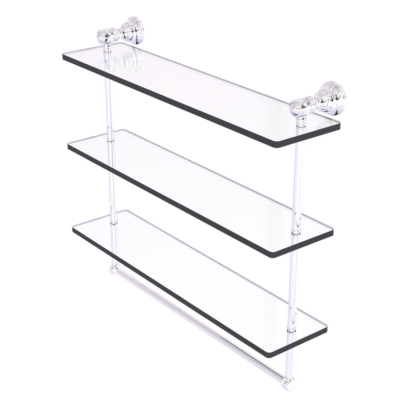 Carolina Collection Triple Glass Shelf with Towel Bar