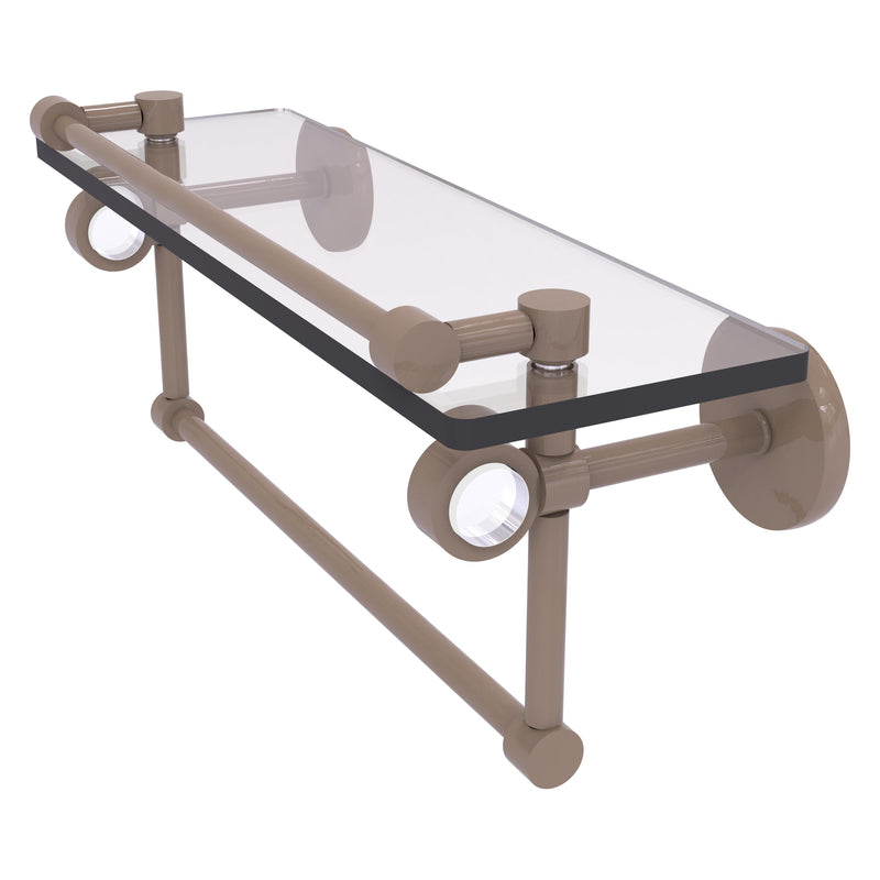 Clearview Collection Glass Shelf with Gallery Rail and Towel Bar with Smooth Accents