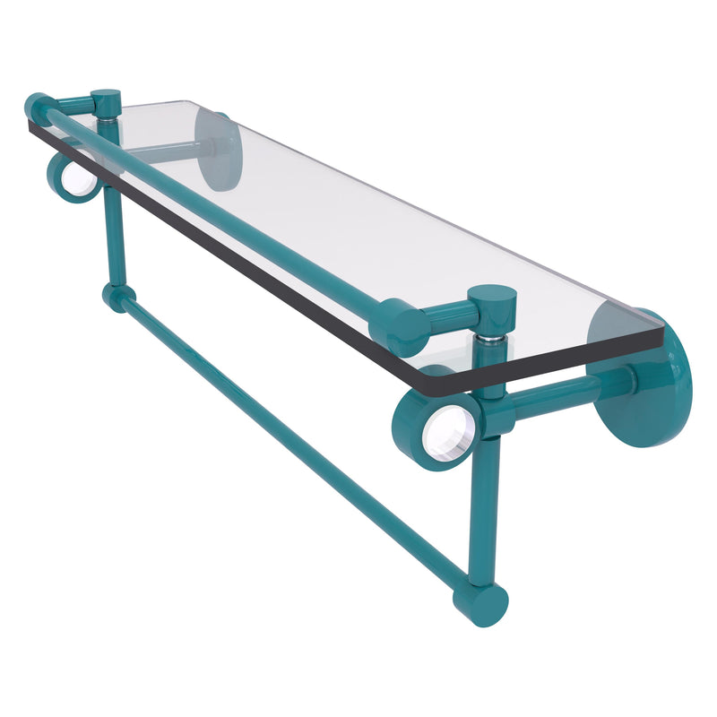 Clearview Collection Glass Shelf with Gallery Rail and Towel Bar with Smooth Accents