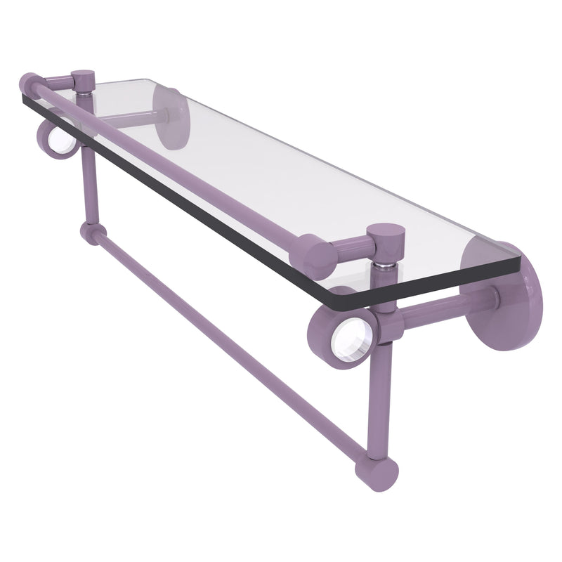 Clearview Collection Glass Shelf with Gallery Rail and Towel Bar with Smooth Accents