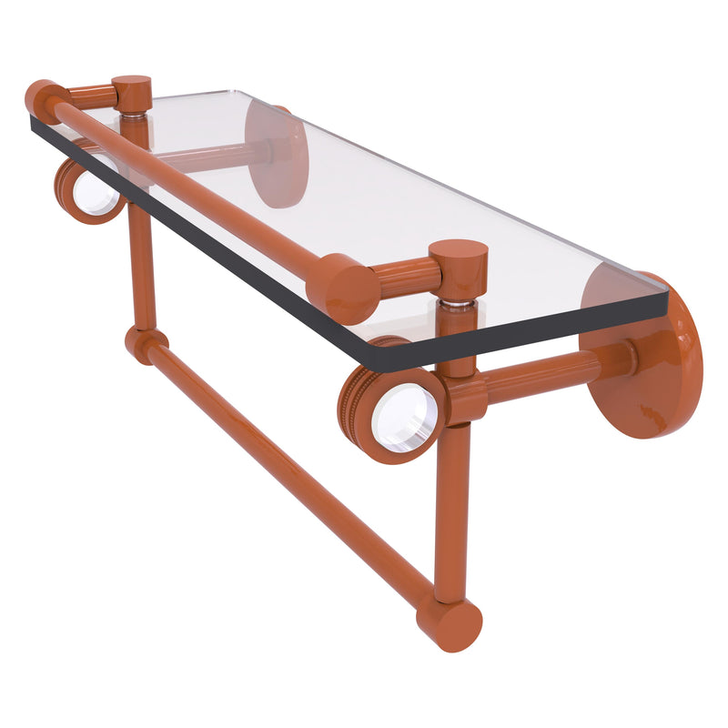 Clearview Collection Glass Shelf with Gallery Rail and Towel Bar with Dotted Accents