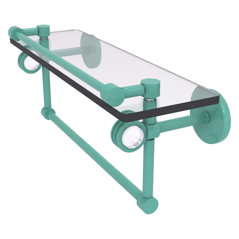 Clearview Collection Glass Shelf with Gallery Rail and Towel Bar with Dotted Accents