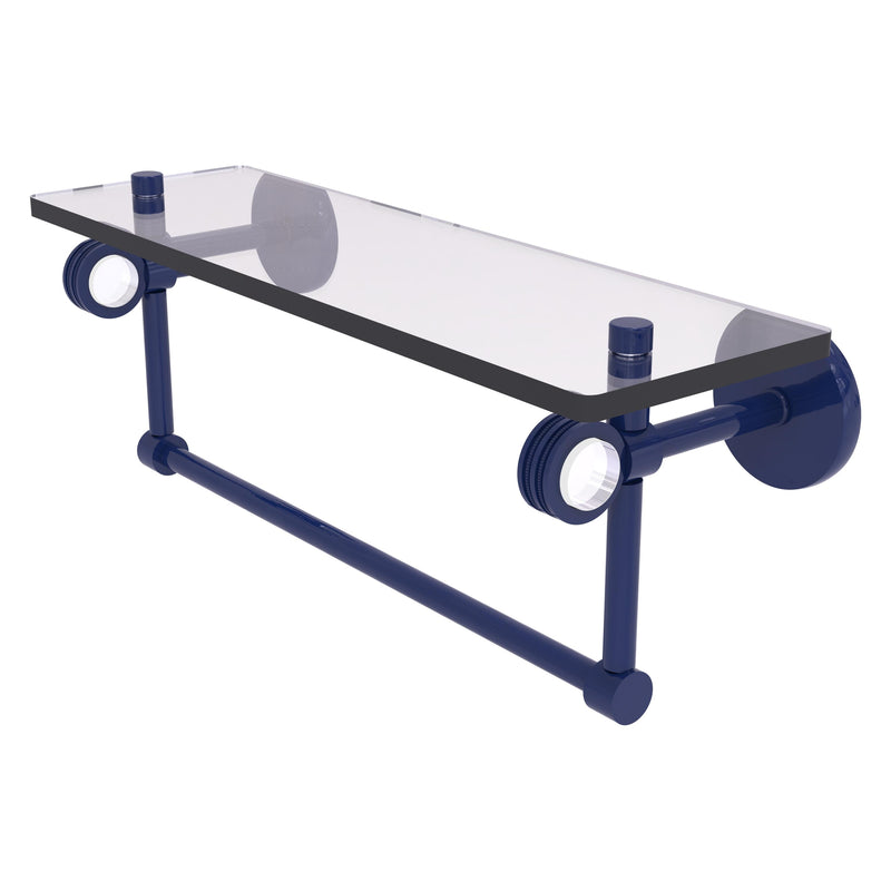 Clearview Collection Glass Shelf with Towel Bar with Dotted Accents