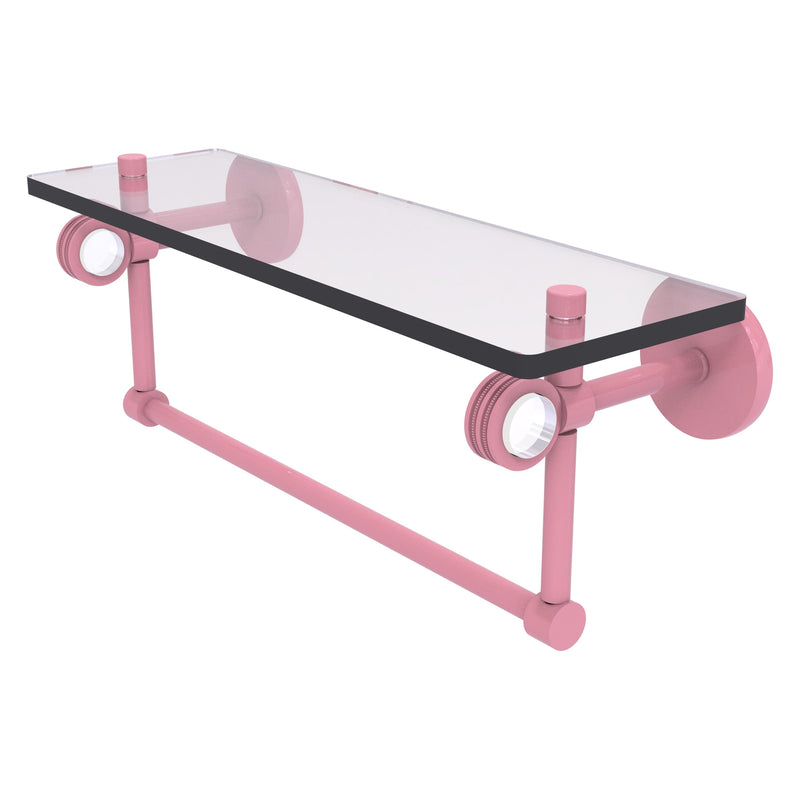 Clearview Collection Glass Shelf with Towel Bar with Dotted Accents