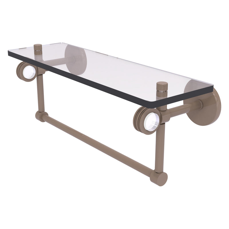 Clearview Collection Glass Shelf with Towel Bar with Dotted Accents