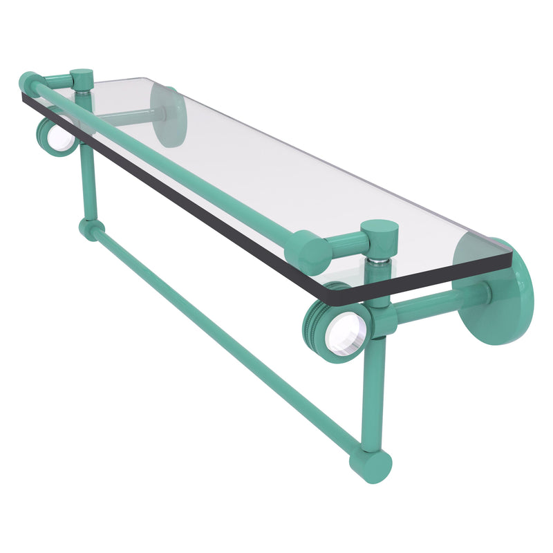 Clearview Collection Glass Shelf with Gallery Rail and Towel Bar with Dotted Accents