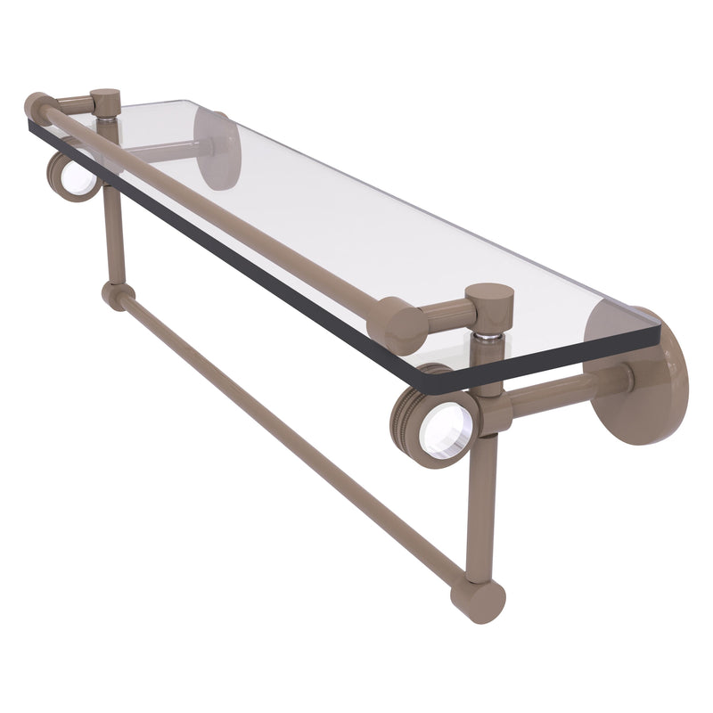 Clearview Collection Glass Shelf with Gallery Rail and Towel Bar with Dotted Accents