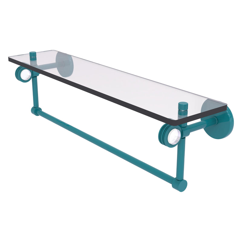 Clearview Collection Glass Shelf with Towel Bar with Dotted Accents