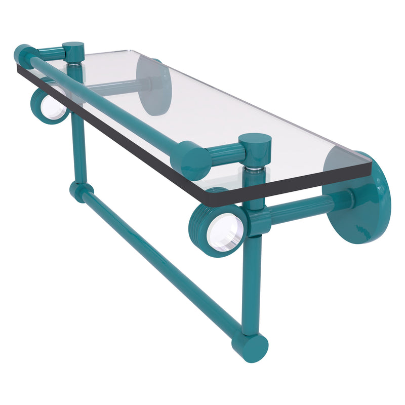 Clearview Collection Glass Shelf with Gallery Rail and Towel Bar with Grooved Accents