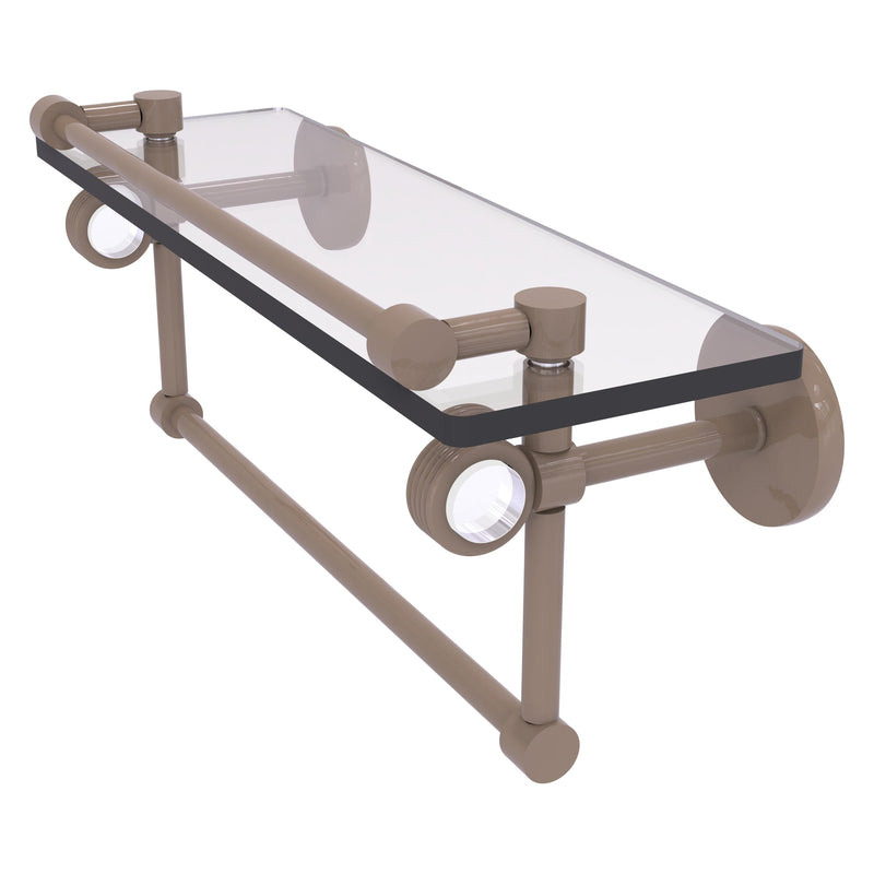 Clearview Collection Glass Shelf with Gallery Rail and Towel Bar with Grooved Accents