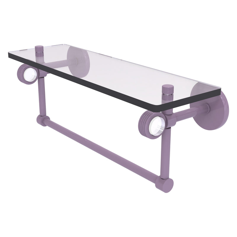 Clearview Collection Glass Shelf with Towel Bar with Grooved Accents