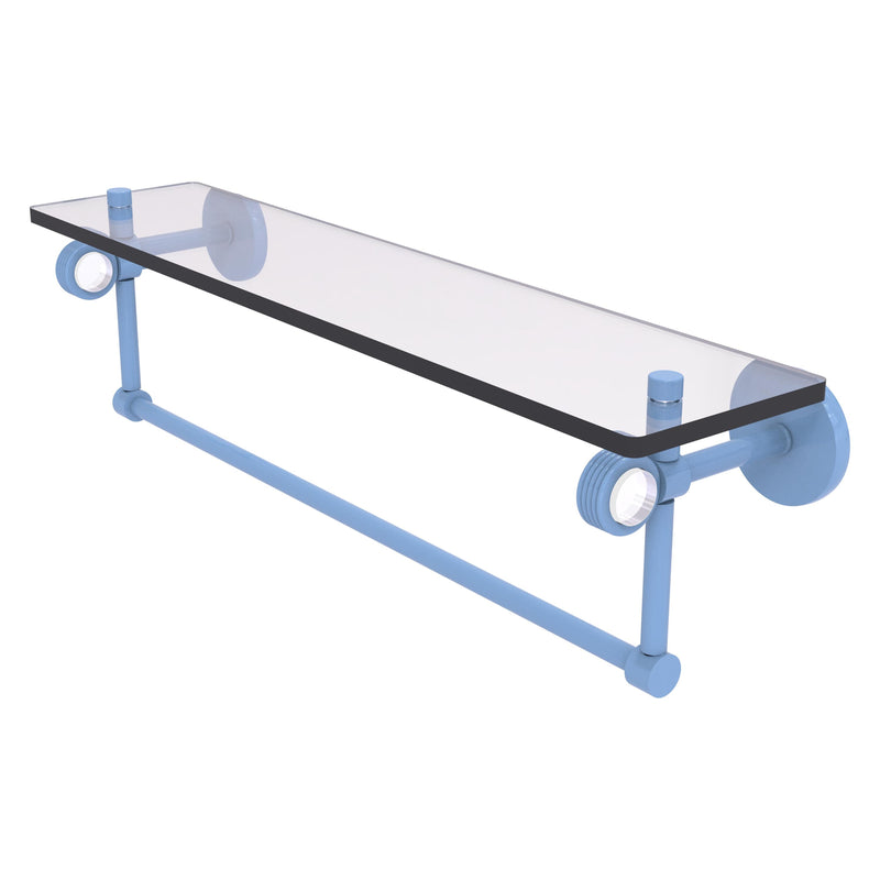 Clearview Collection Glass Shelf with Towel Bar with Grooved Accents