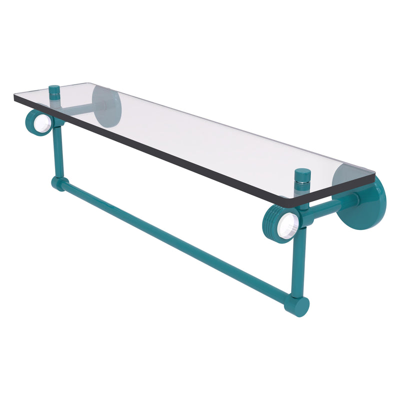 Clearview Collection Glass Shelf with Towel Bar with Grooved Accents