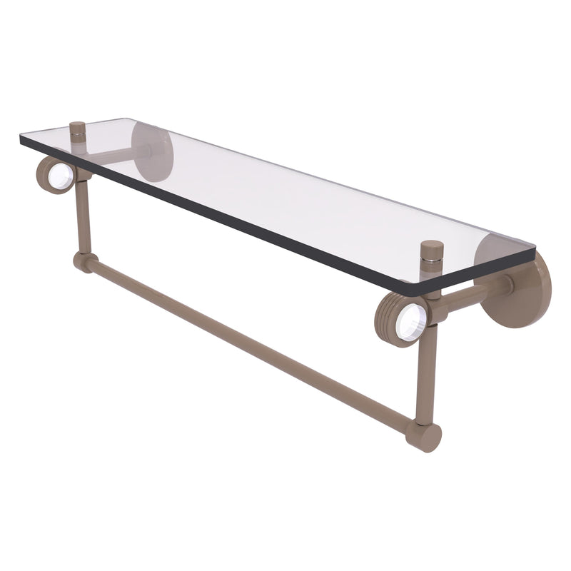 Clearview Collection Glass Shelf with Towel Bar with Grooved Accents