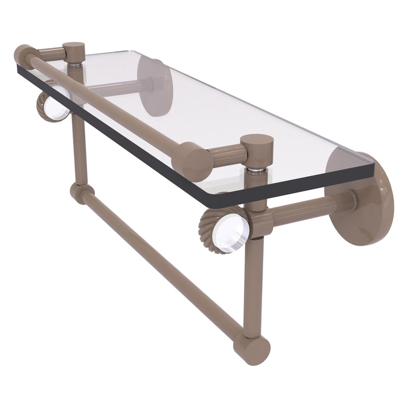 Clearview Collection Glass Shelf with Gallery Rail and Towel Bar with Twisted Accents