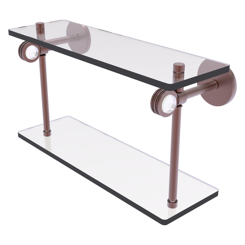 Clearview Collection Two Tiered Glass Shelf with Dotted Accents