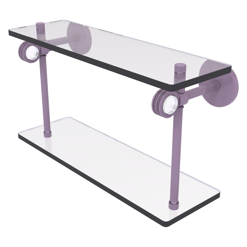 Clearview Collection Two Tiered Glass Shelf with Dotted Accents