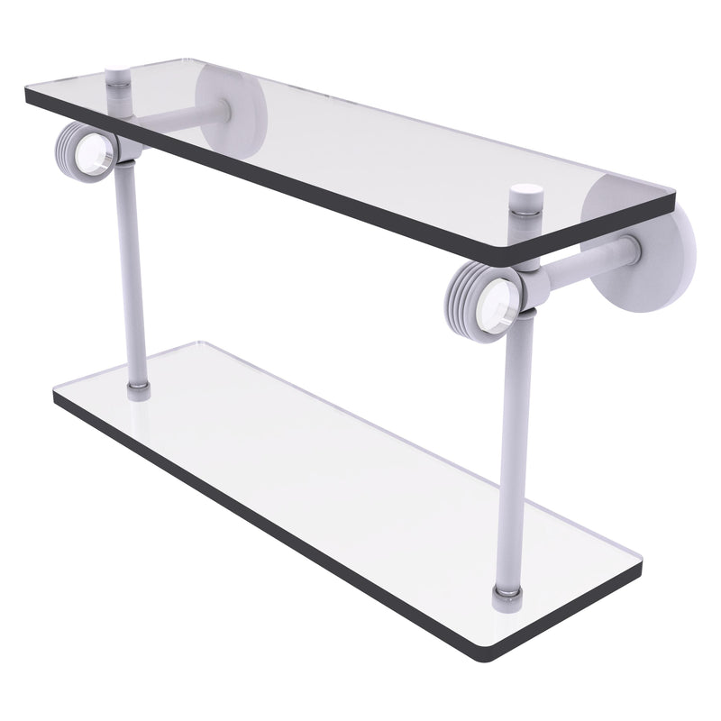 Clearview Collection Two Tiered Glass Shelf with Grooved Accents