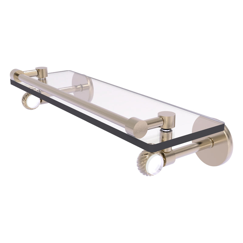 Clearview Collection Glass Shelf with Gallery Rail with Twisted Accents