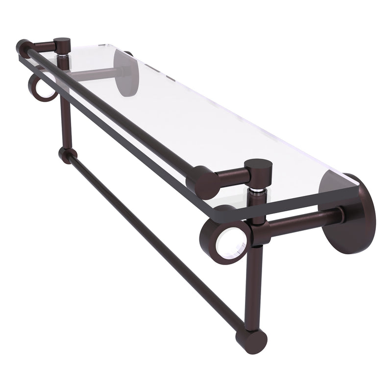 Clearview Collection Glass Shelf with Gallery Rail and Towel Bar with Smooth Accents