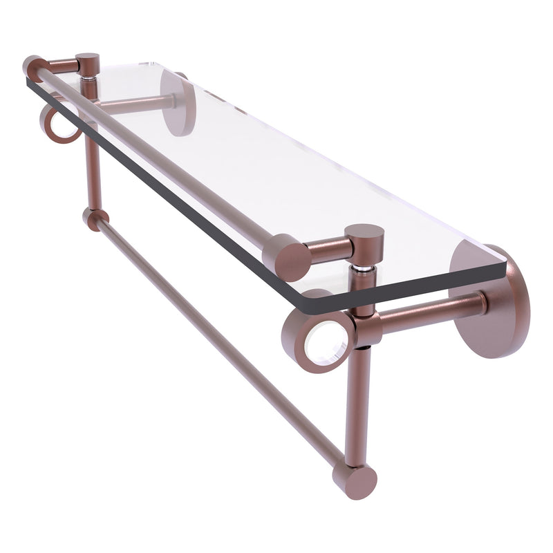 Clearview Collection Glass Shelf with Gallery Rail and Towel Bar with Smooth Accents