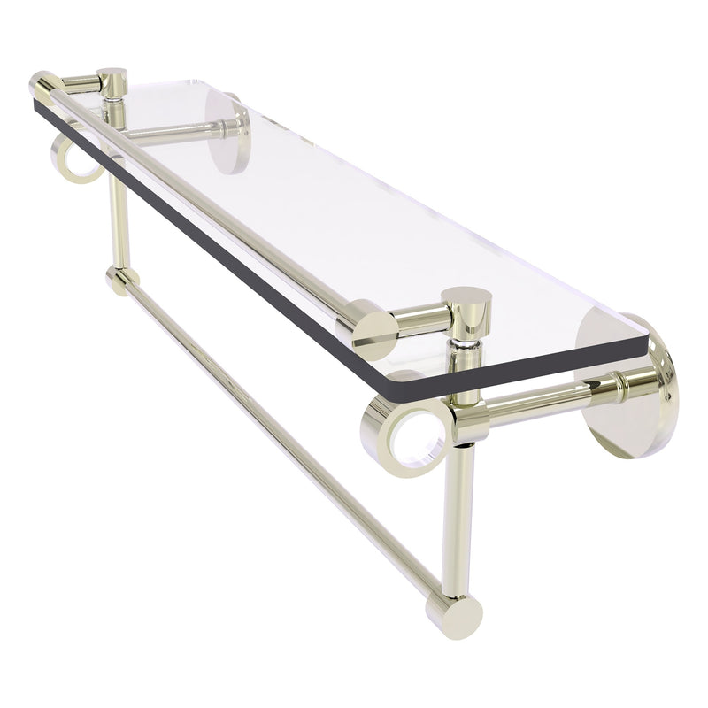 Clearview Collection Glass Shelf with Gallery Rail and Towel Bar with Smooth Accents