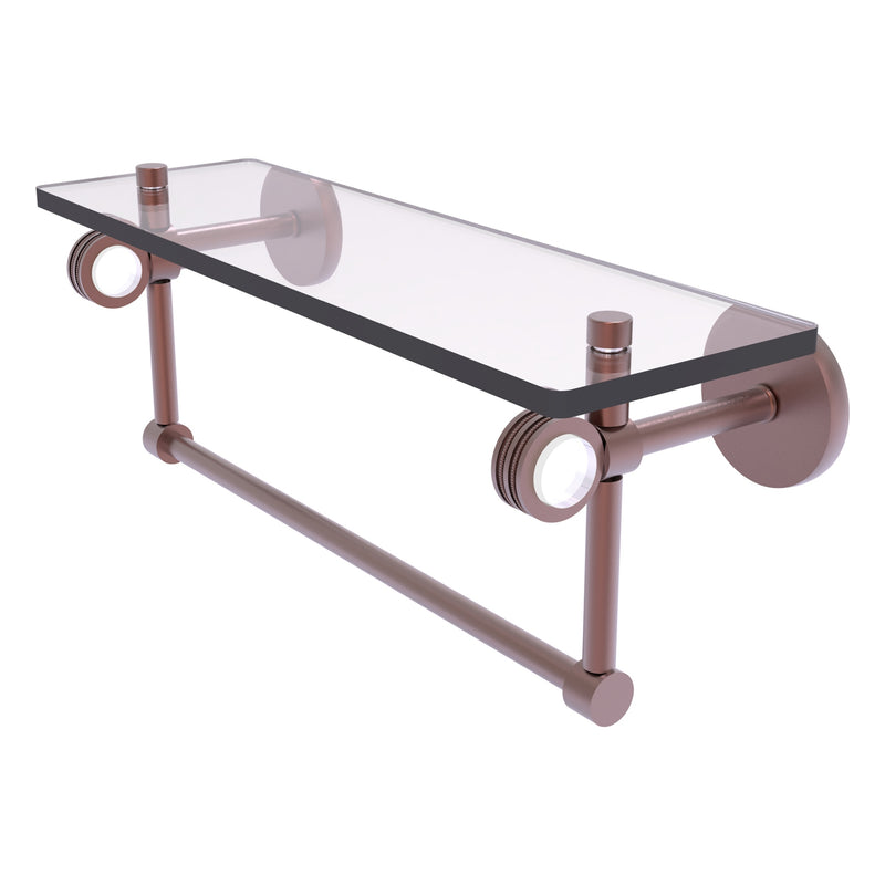 Clearview Collection Glass Shelf with Towel Bar with Dotted Accents