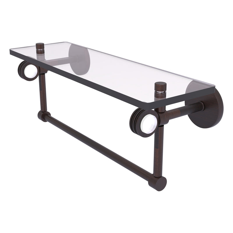 Clearview Collection Glass Shelf with Towel Bar with Dotted Accents