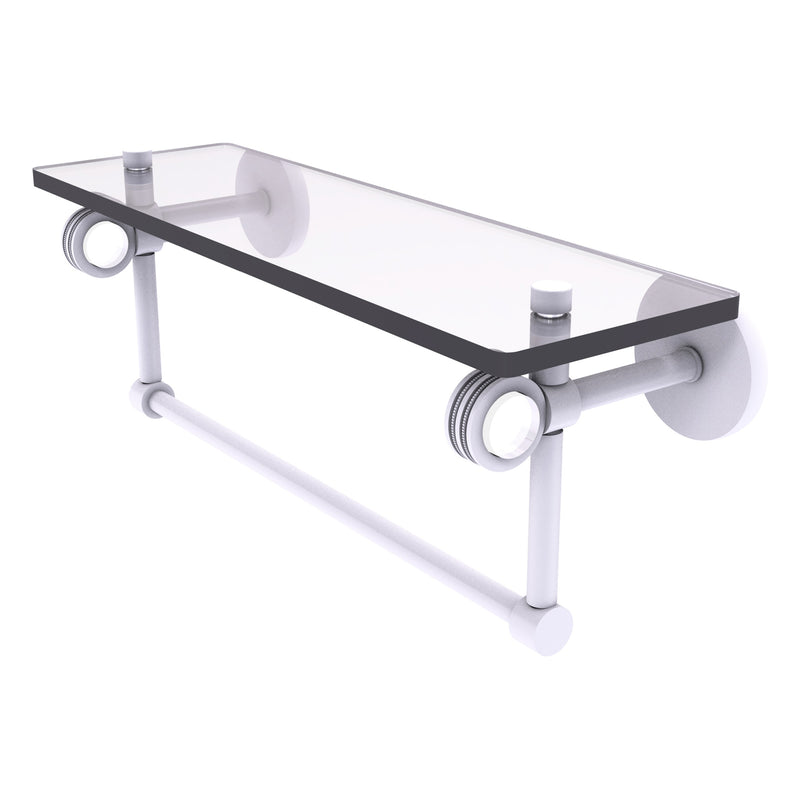 Clearview Collection Glass Shelf with Towel Bar with Dotted Accents