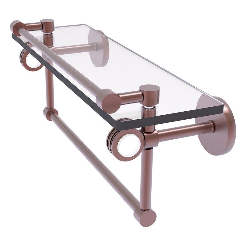 Clearview Collection Glass Shelf with Gallery Rail and Towel Bar with Dotted Accents