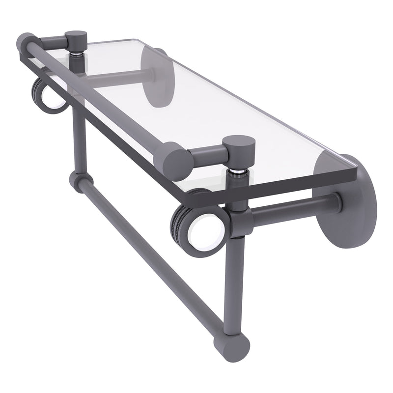 Clearview Collection Glass Shelf with Gallery Rail and Towel Bar with Dotted Accents