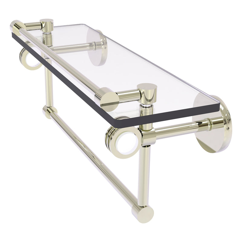 Clearview Collection Glass Shelf with Gallery Rail and Towel Bar with Dotted Accents