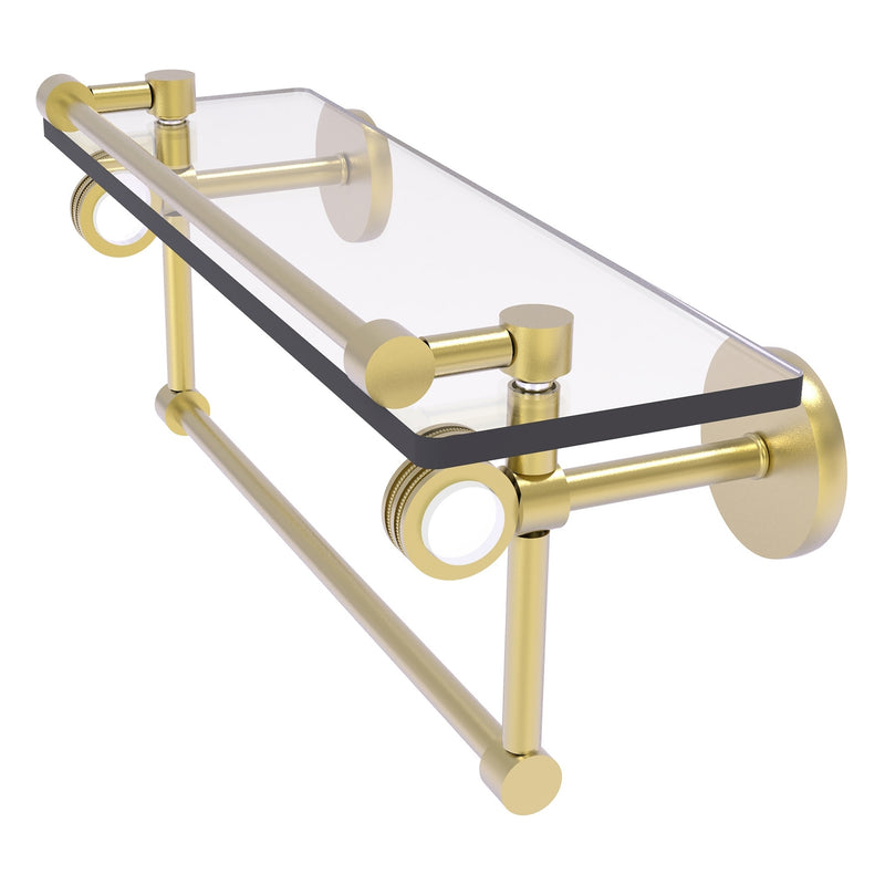 Clearview Collection Glass Shelf with Gallery Rail and Towel Bar with Dotted Accents