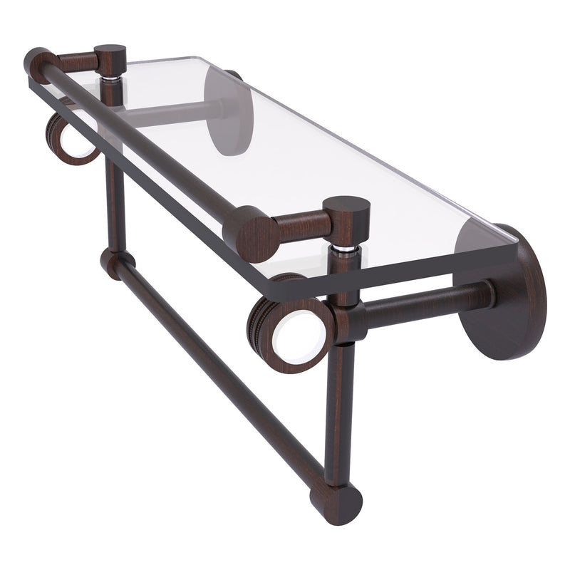 Clearview Collection Glass Shelf with Gallery Rail and Towel Bar with Dotted Accents