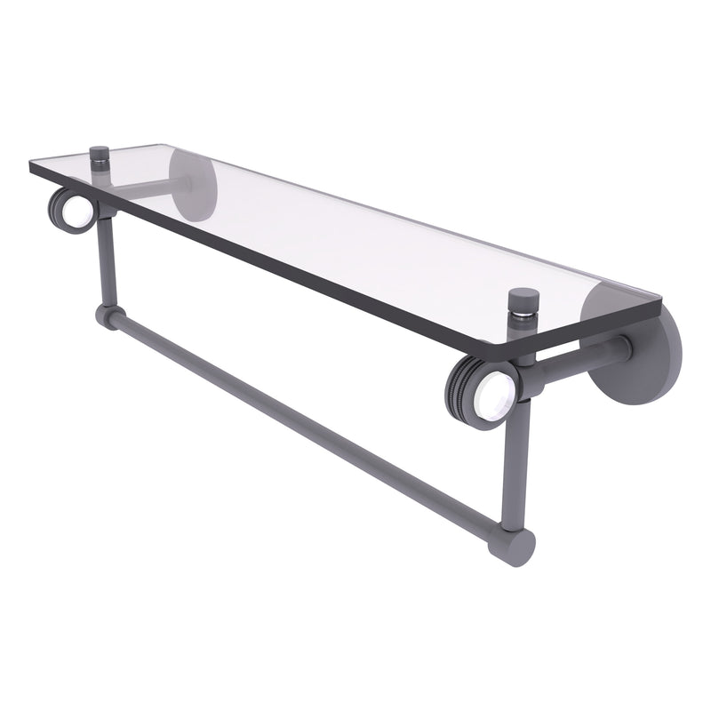 Clearview Collection Glass Shelf with Towel Bar with Dotted Accents