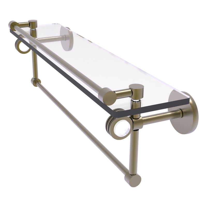 Clearview Collection Glass Shelf with Gallery Rail and Towel Bar with Dotted Accents