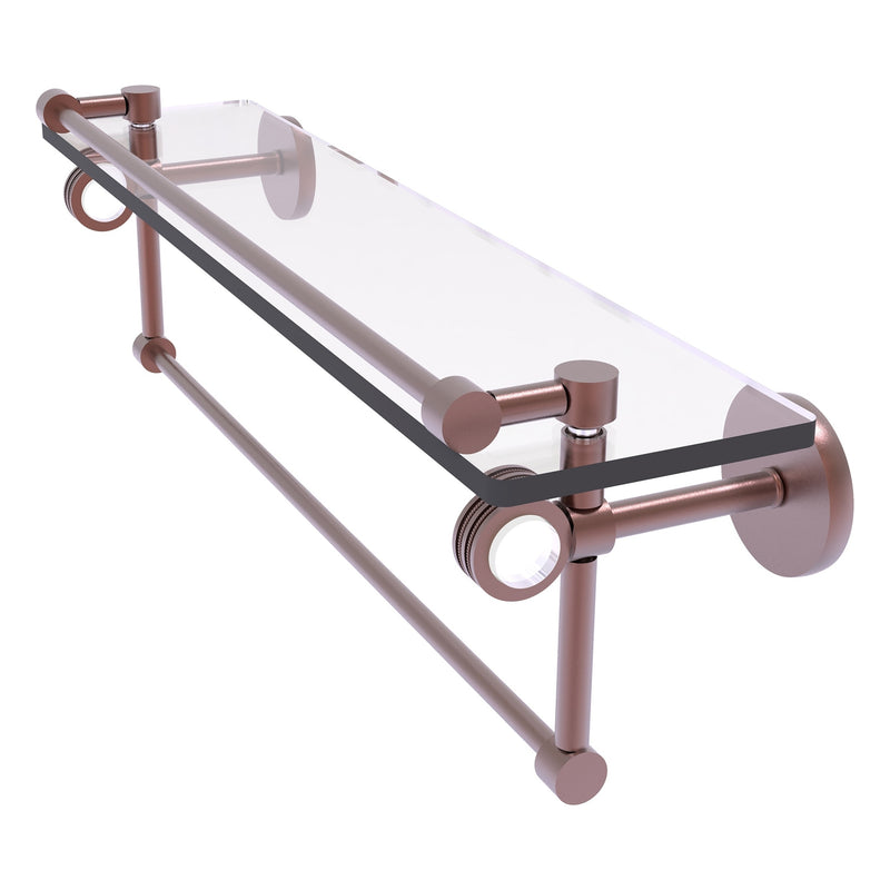 Clearview Collection Glass Shelf with Gallery Rail and Towel Bar with Dotted Accents