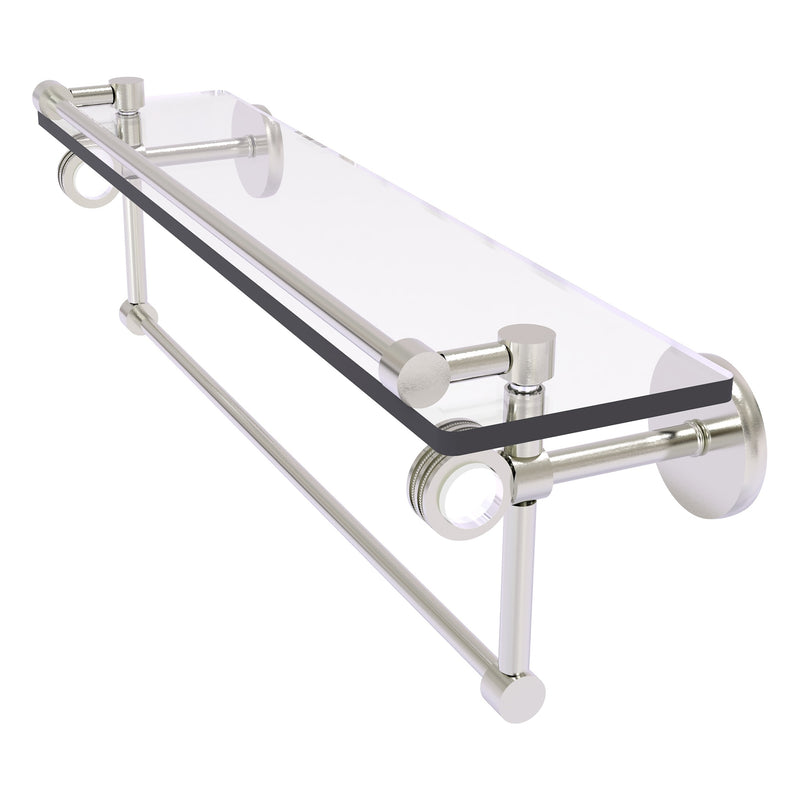 Clearview Collection Glass Shelf with Gallery Rail and Towel Bar with Dotted Accents