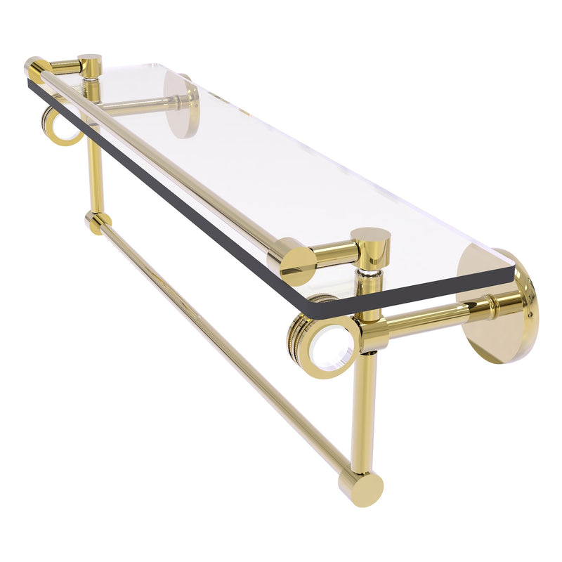 Clearview Collection Glass Shelf with Gallery Rail and Towel Bar with Dotted Accents