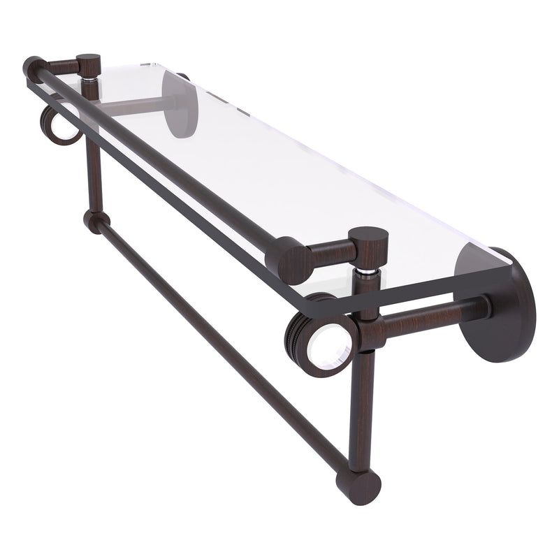 Clearview Collection Glass Shelf with Gallery Rail and Towel Bar with Dotted Accents