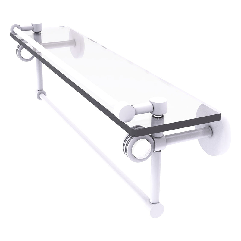 Clearview Collection Glass Shelf with Gallery Rail and Towel Bar with Dotted Accents