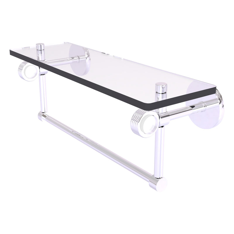 Clearview Collection Glass Shelf with Towel Bar with Grooved Accents