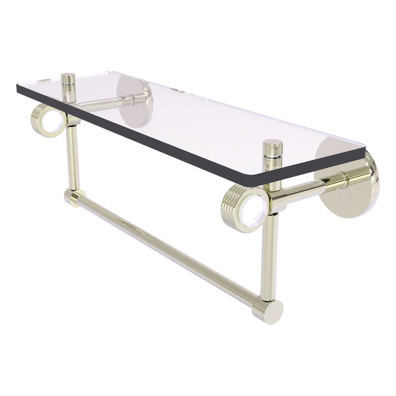 Clearview Collection Glass Shelf with Towel Bar with Grooved Accents